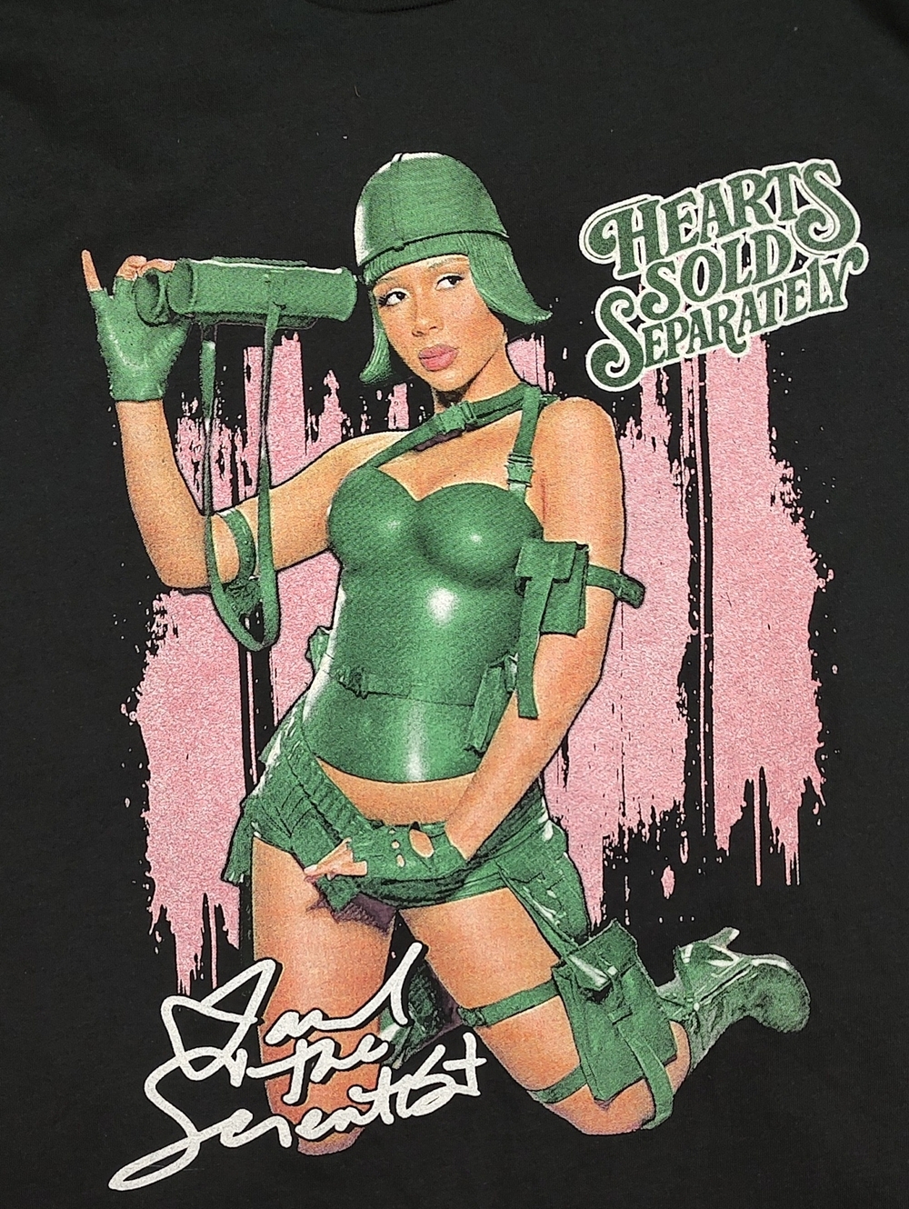 Hearts Sold Separately Graphic Tee - Black with Green Print